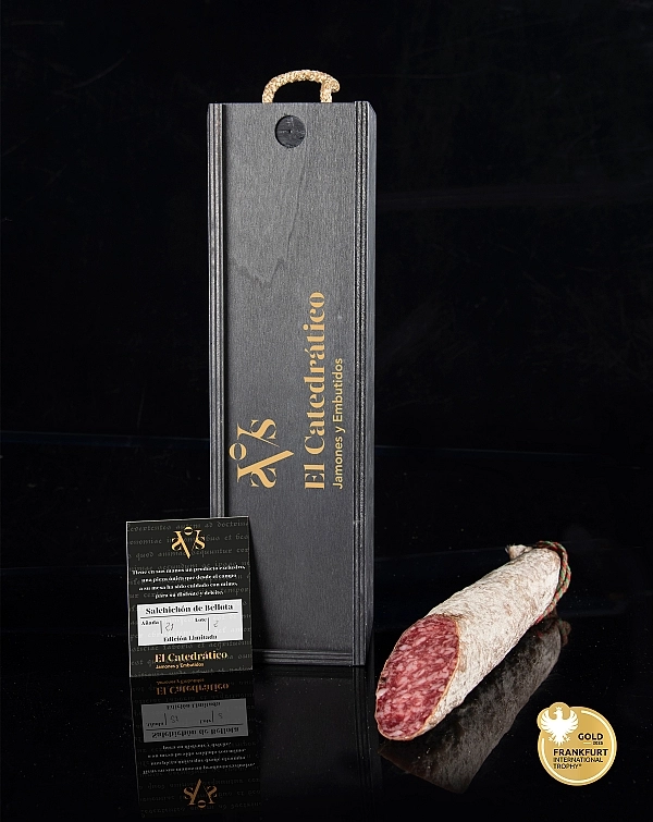 Saucisson Bellota Ibérique 100% (Dans une boîte en bois)